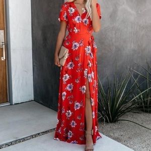 Red Floral Vici Dress